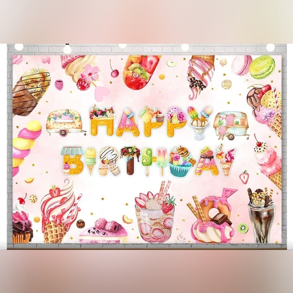 Happy Birthday Ice-cream Backdrop